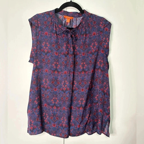 Joe Fresh Tie Neck Floral Top Size L - Picture 5 of 5
